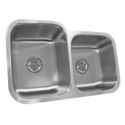 Nantucket Sinks NS6040-18 - 32" 60/40 Double Bowl Undermount Stainless Steel Kitchen Sink, 18 Gauge