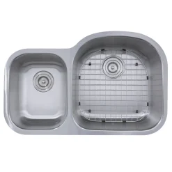 Nantucket Sinks Ns7030-16 - 32.5" 70/30 Reverse Double Bowl Undermount Stainless Steel Kitchen Sink, 16 Gauge