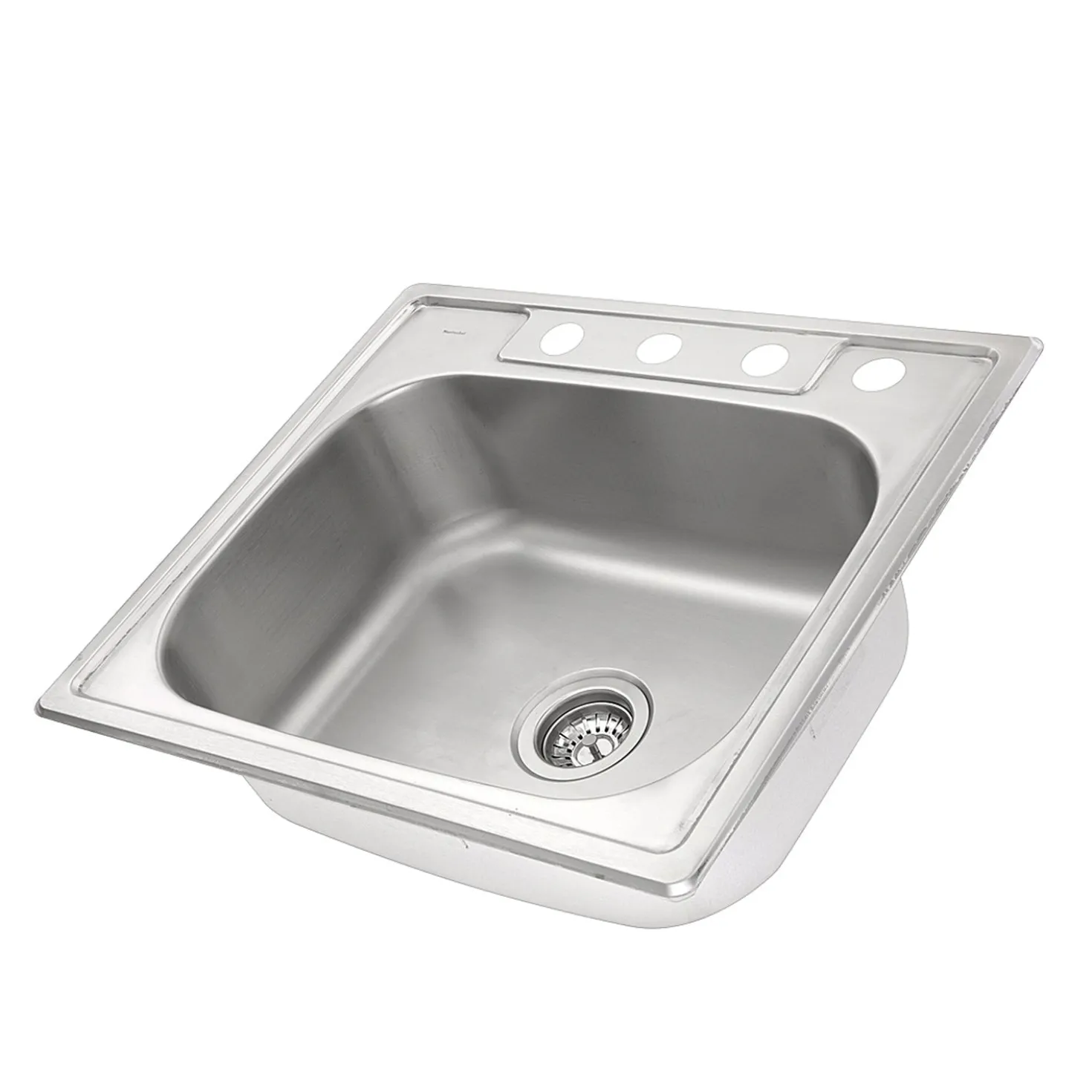 Nantucket Sinks NS2522-8 - 25" Small Rectangle Single Bowl Self Rimming Stainless Steel Drop in Kitchen Sink, 18 Gauge