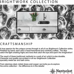 Nantucket Sinks OVS-OF 17.5-Inch x 13.75-Inch Hand Hammered Stainless Steel Oval Undermount Bathroom Sink with Overflow