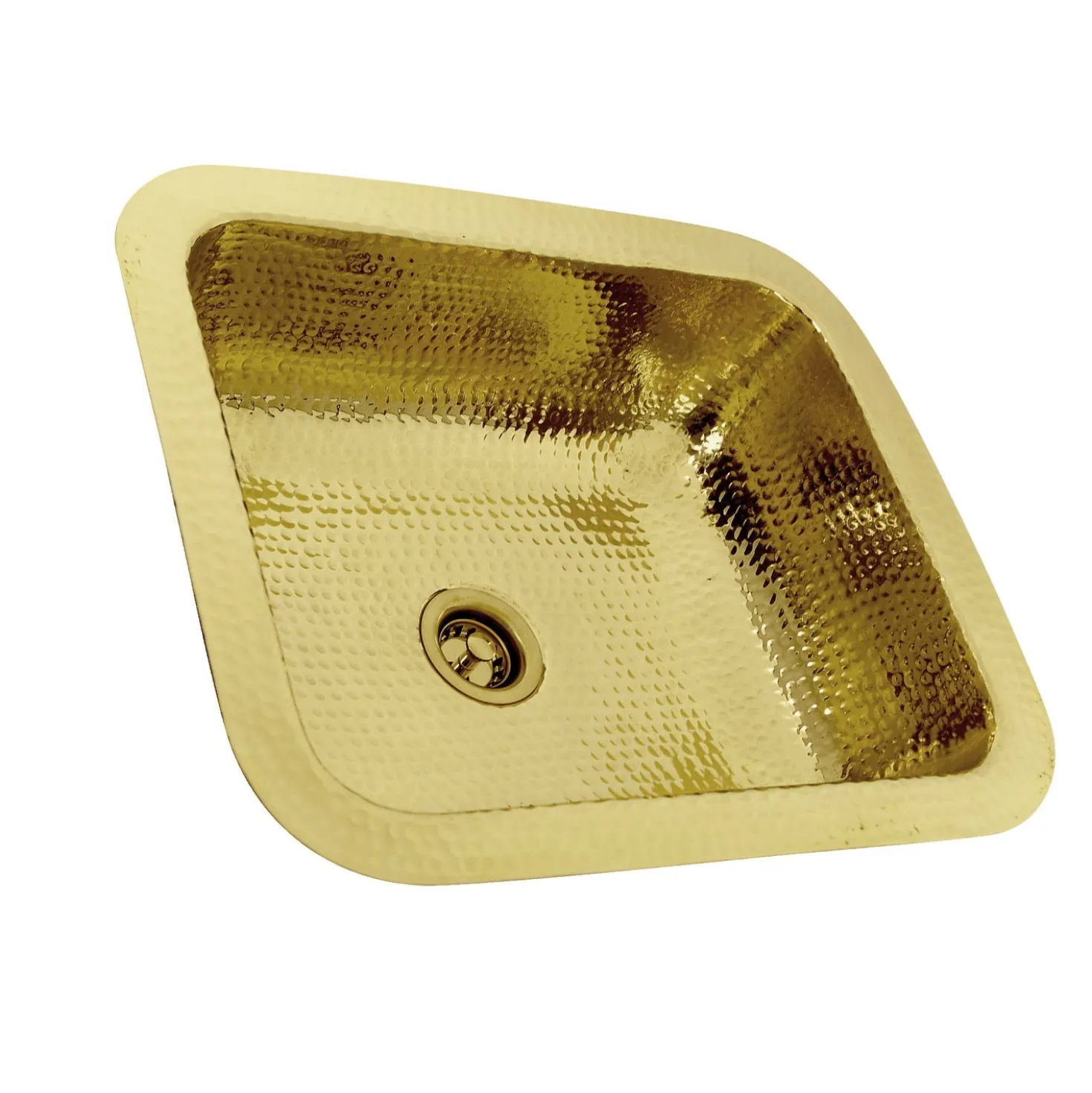 Nantucket Sinks REB 17.5" x 14.5" Hammered Brass Rectangle Undermount Bar Sink