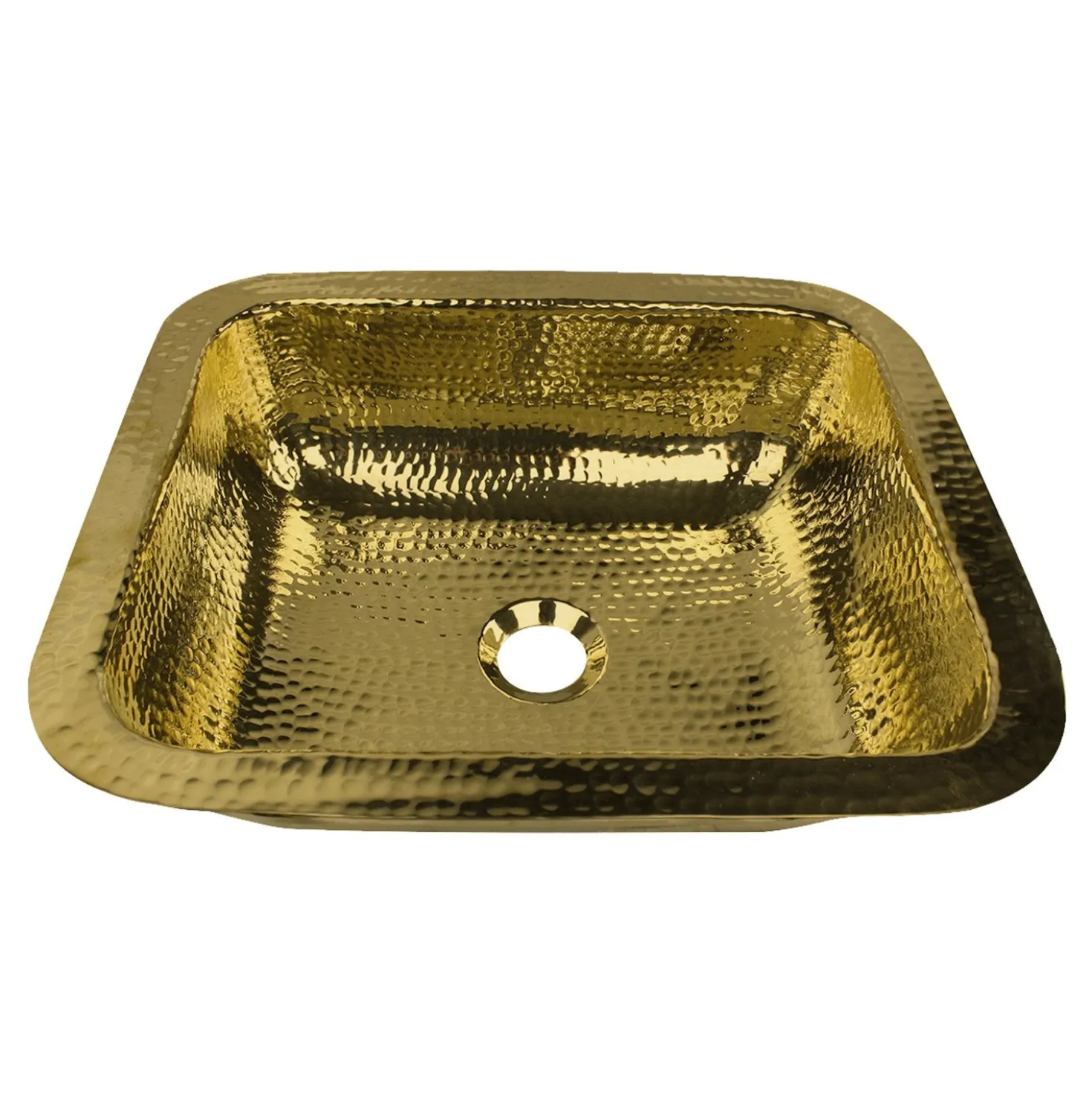Nantucket Sinks REB 17.5" x 14.5" Hammered Brass Rectangle Undermount Bar Sink