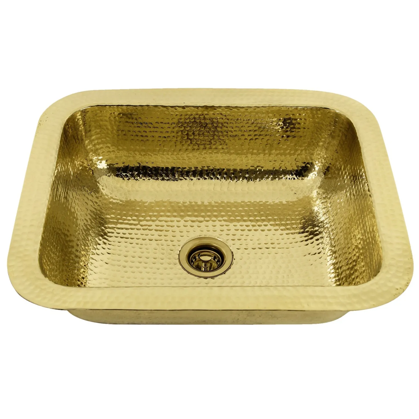 Nantucket Sinks REB 17.5" x 14.5" Hammered Brass Rectangle Undermount Bar Sink
