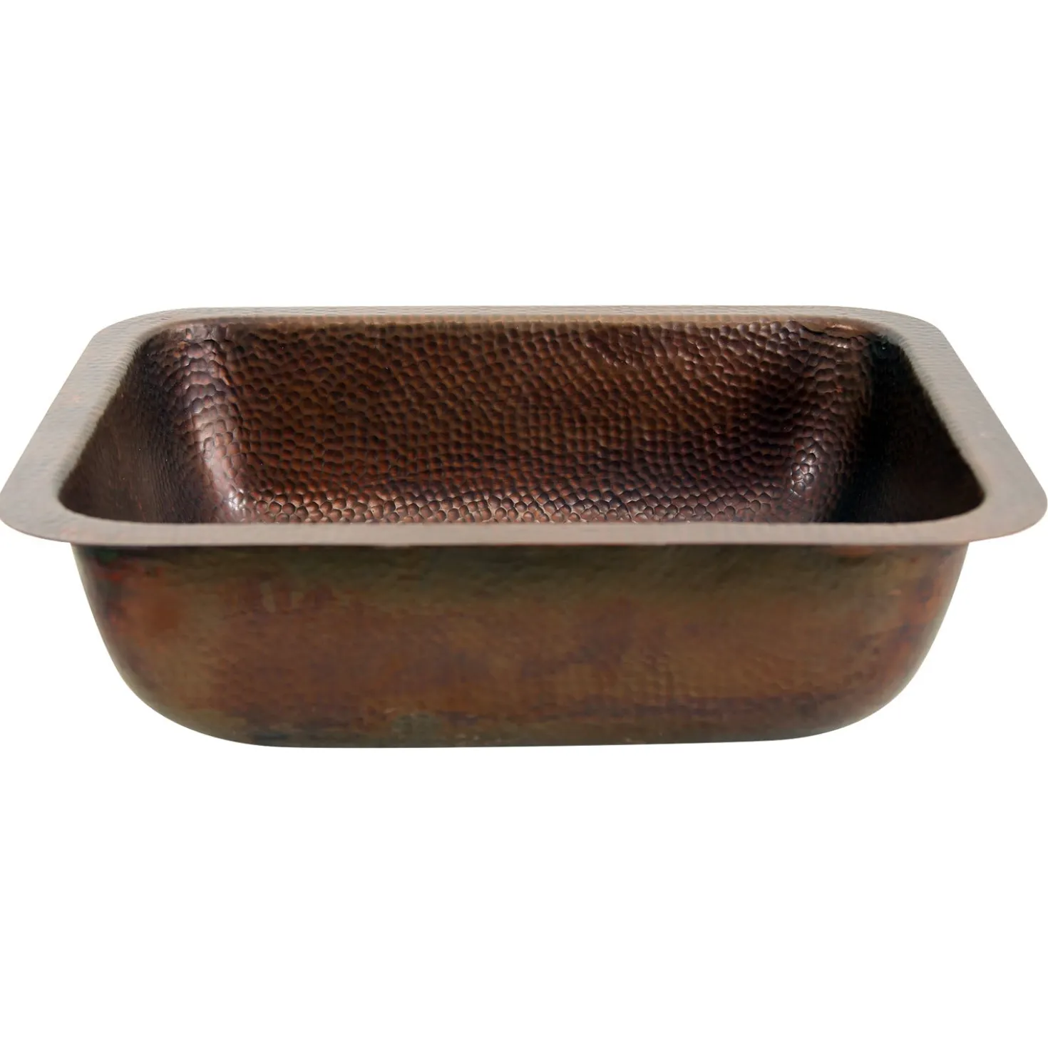 Nantucket Sinks REHC - 17-Inch x 14-Inch Hammered Copper Rectangle Undermount Bathroom Sink, 1.5-Inch Drain