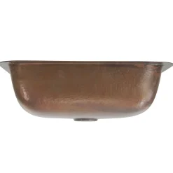 Nantucket Sinks REHC - 17-Inch x 14-Inch Hammered Copper Rectangle Undermount Bathroom Sink, 1.5-Inch Drain