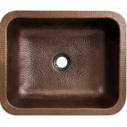 Nantucket Sinks REHC - 17-Inch x 14-Inch Hammered Copper Rectangle Undermount Bathroom Sink, 1.5-Inch Drain