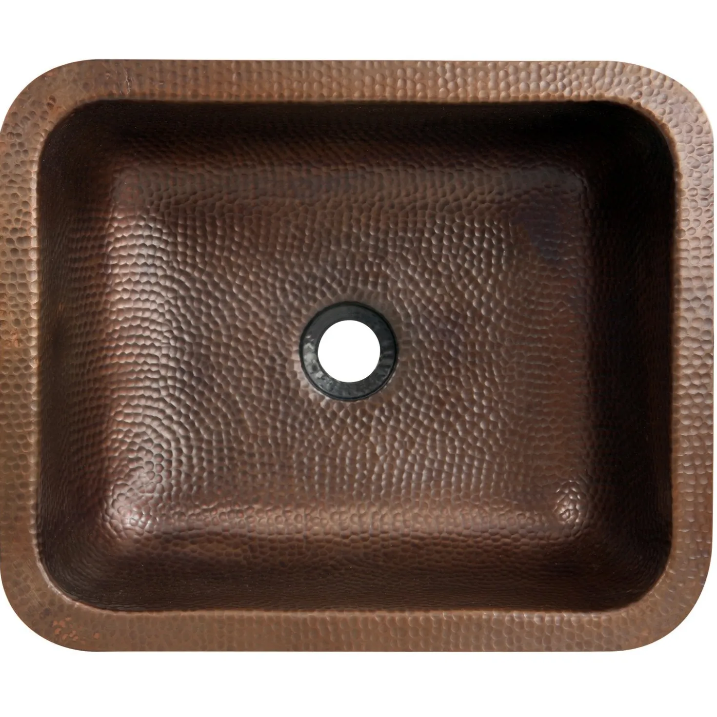 Nantucket Sinks REHC - 17-Inch x 14-Inch Hammered Copper Rectangle Undermount Bathroom Sink, 1.5-Inch Drain