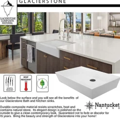 Nantucket Sinks RetroFit Glacier Stone Single Bowl Ezapron Kitchen Sink