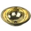 Nantucket Sinks RLB - 16.5-Inch Hammered Brass Round Undermount Bathroom Sink with Overflow