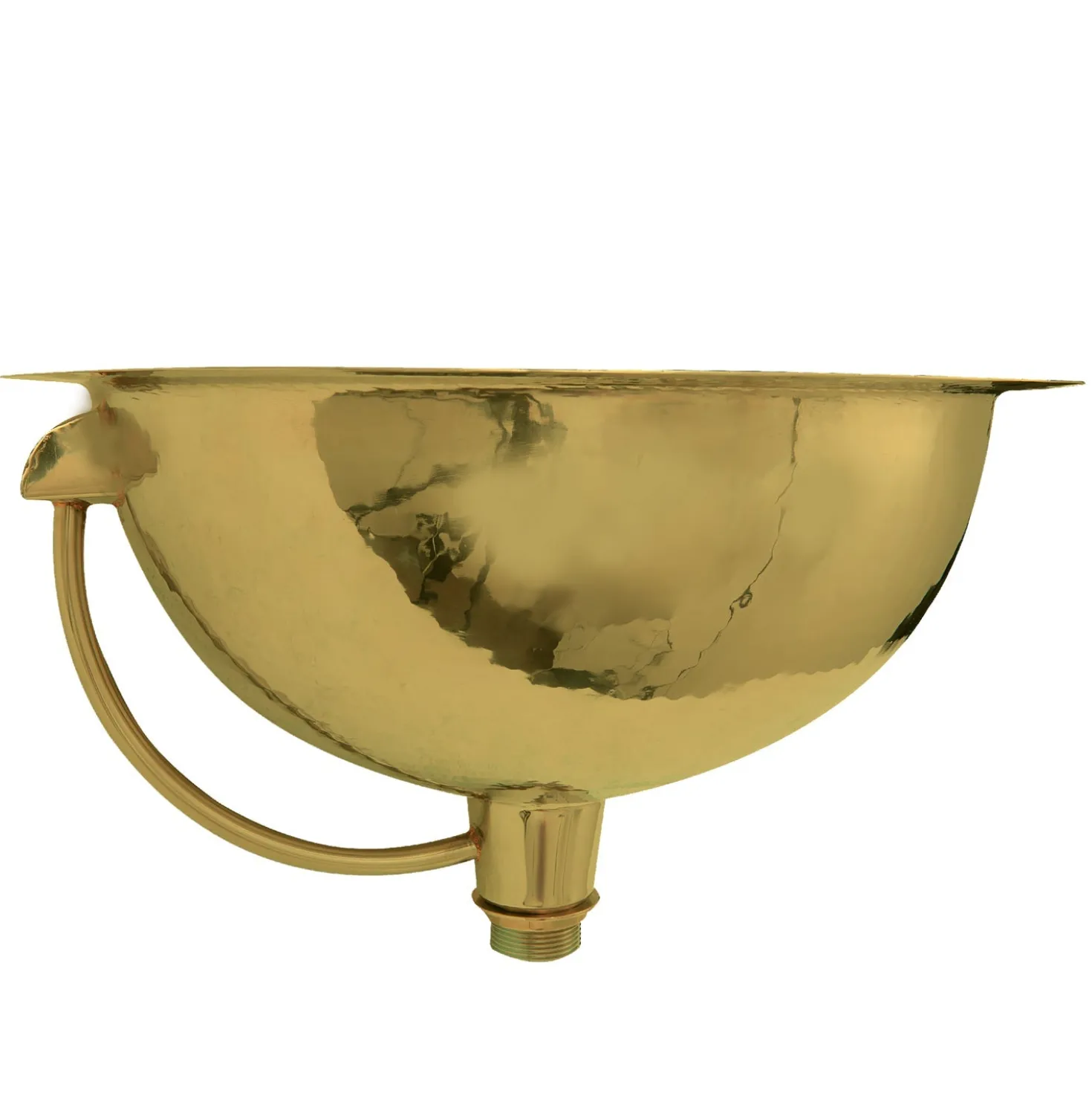 Nantucket Sinks RLB - 16.5-Inch Hammered Brass Round Undermount Bathroom Sink with Overflow