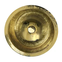 Nantucket Sinks RLB - 16.5-Inch Hammered Brass Round Undermount Bathroom Sink with Overflow