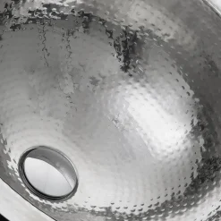 Nantucket Sinks RLS-OF 16.875-Inch Hand Hammered Stainless Steel Round Undermount Bathroom Sink with Overflow