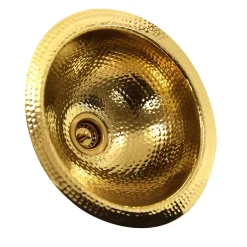 Nantucket Sinks ROB - 13-Inch Hand Hammered Brass Round Undermount Bar Sink