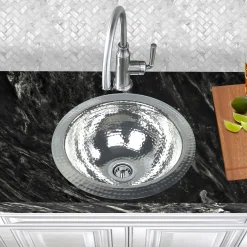 Nantucket Sinks ROS 13" Hand Hammered Stainless Steel Round Bar Sink