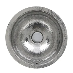 Nantucket Sinks ROS-OF 13-Inch Hand Hammered Stainless Steel Round Undermount Bathroom Sink with Overflow