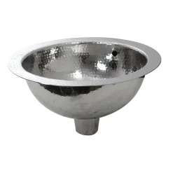Nantucket Sinks ROS-OF 13-Inch Hand Hammered Stainless Steel Round Undermount Bathroom Sink with Overflow