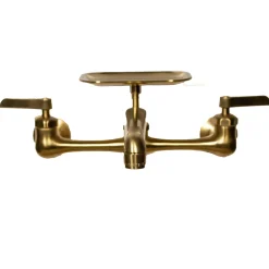 Nantucket Sinks Satin Brass Wall Mount Utility Faucet with Soap Dish
