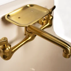 Nantucket Sinks Satin Brass Wall Mount Utility Faucet with Soap Dish