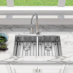 Nantucket Sinks Small Radius Undermount Double Bowl Stainless Sink