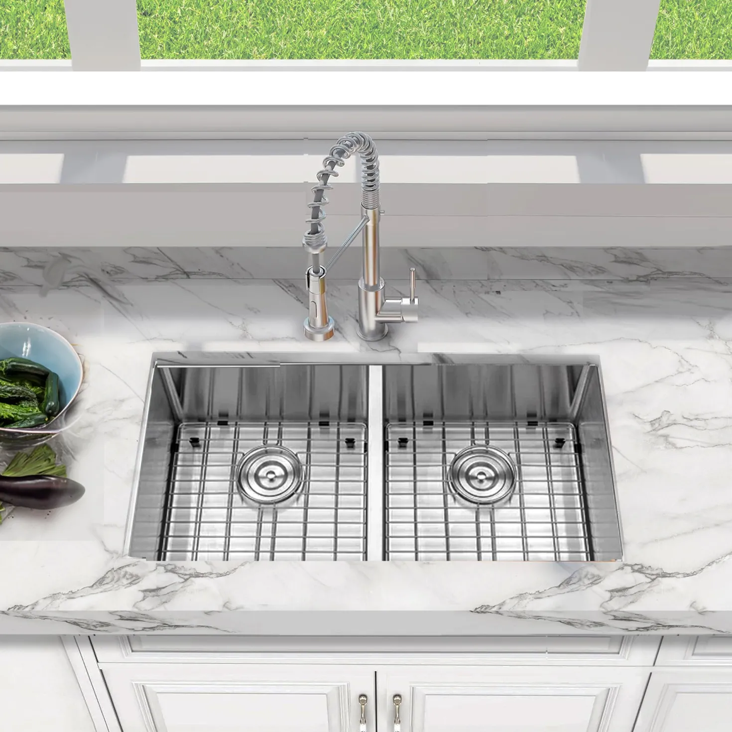 Nantucket Sinks Small Radius Undermount Double Bowl Stainless Sink
