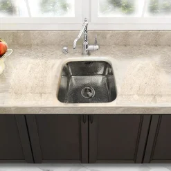 Nantucket Sinks SQRS-7 16.5" Square Hammered Stainless Bar Sink