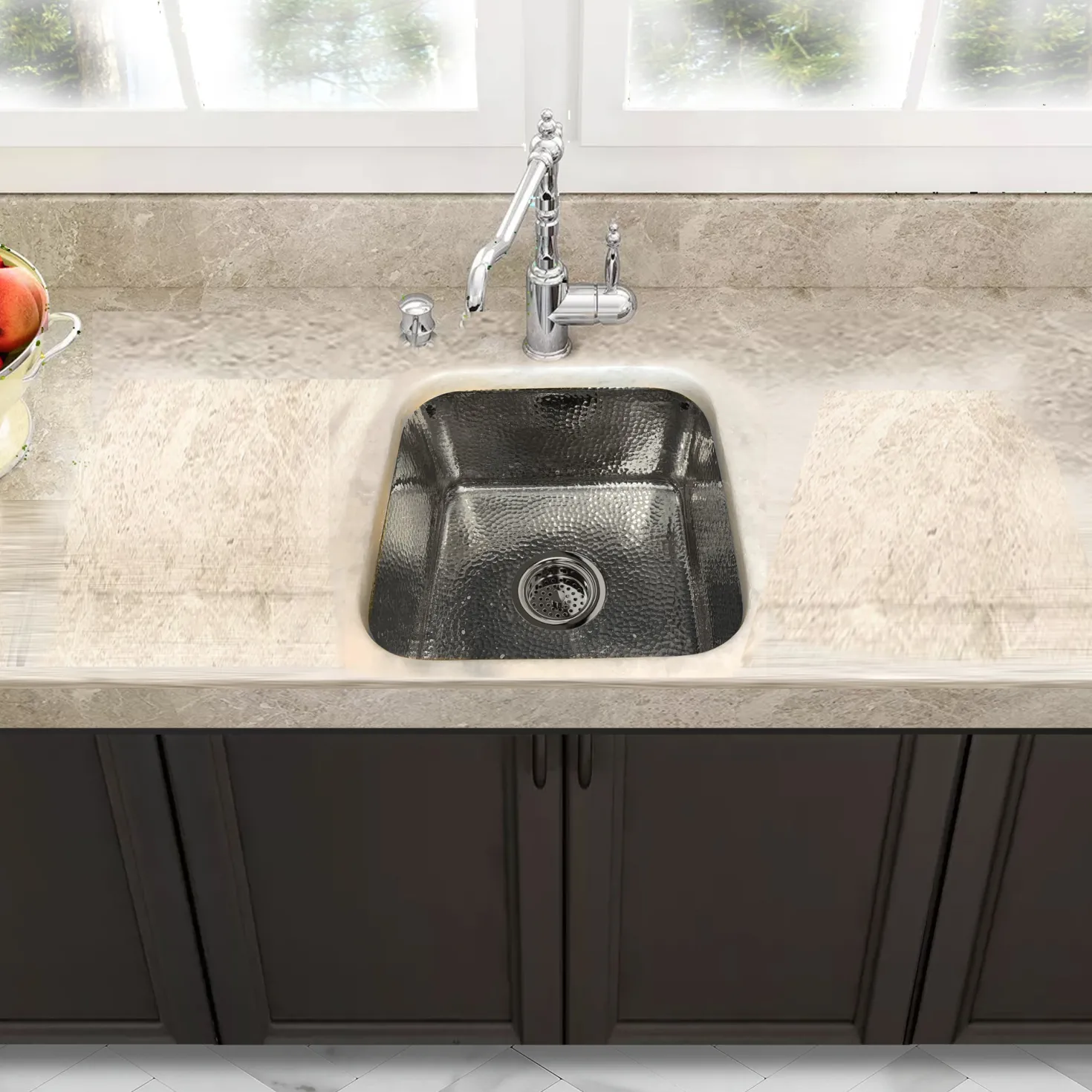 Nantucket Sinks SQRS-7 16.5" Square Hammered Stainless Bar Sink