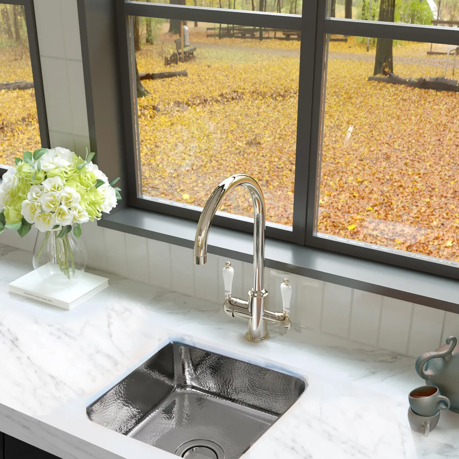 Nantucket Sinks SQRS-7 16.5" Square Hammered Stainless Bar Sink
