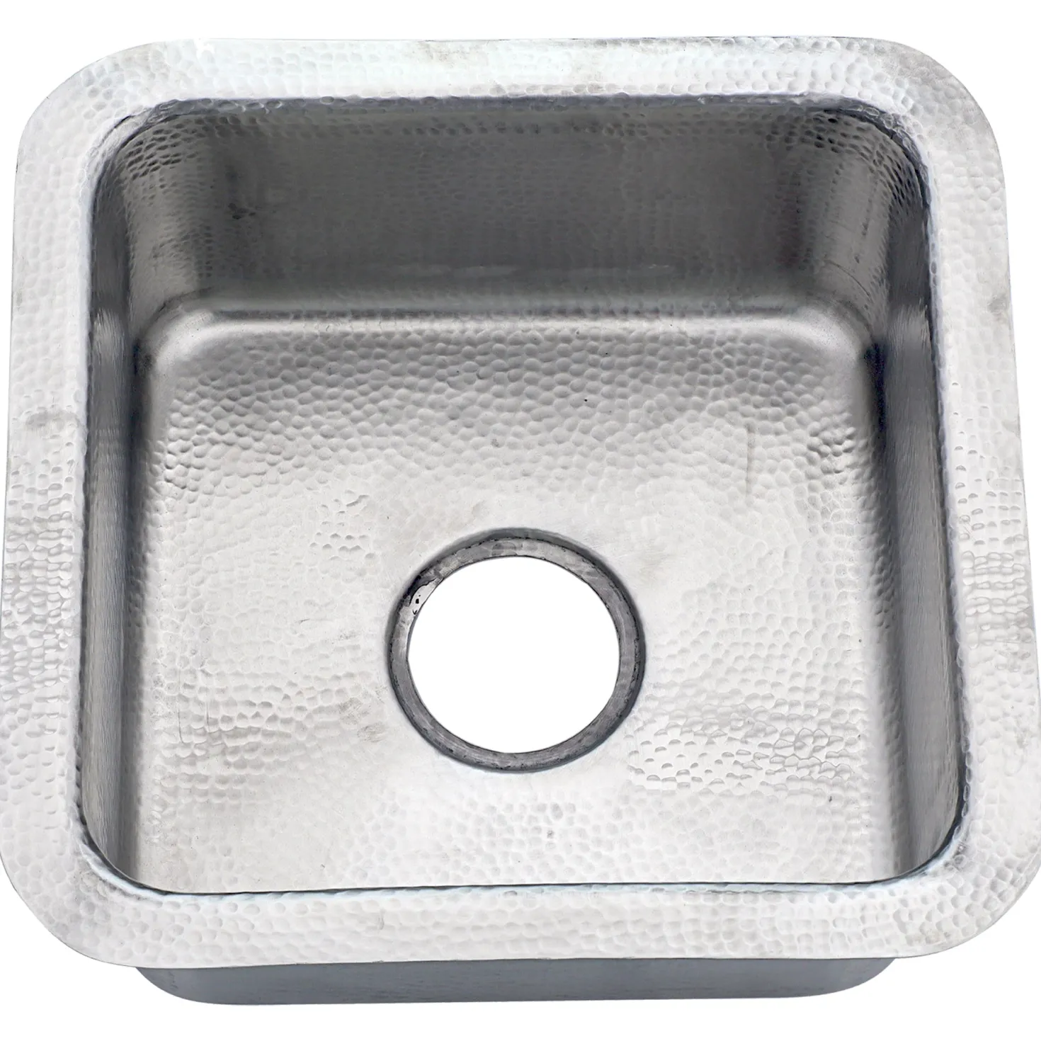 Nantucket Sinks 16 1/2" Square Hammered Satin Matte Finish Stainless Bar Sink
