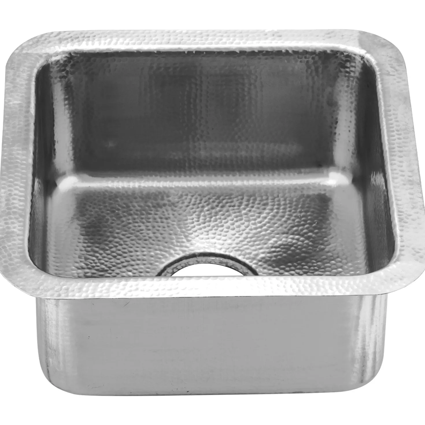 Nantucket Sinks 16 1/2" Square Hammered Satin Matte Finish Stainless Bar Sink