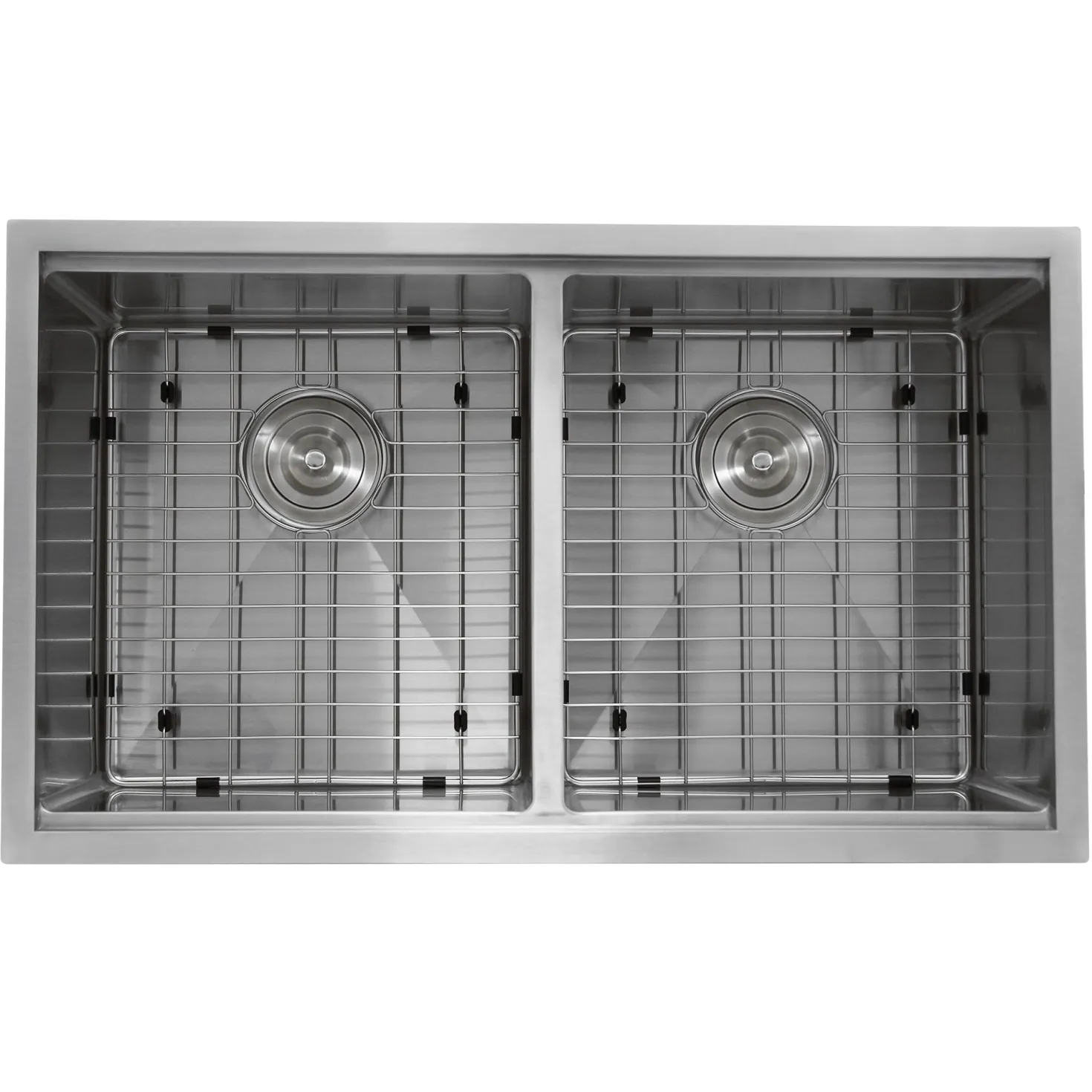 Nantucket Sinks SR-PS-3219-DE-16 Double Equal Workstation Small Radius Undermount Stainless Sink with Accessories