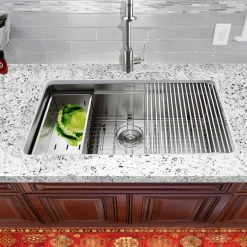 Nantucket Sinks SR-PS-3220-16 - 32" Professional Workstation Small Radius Undermount Stainless Kitchen Sink with Accessories