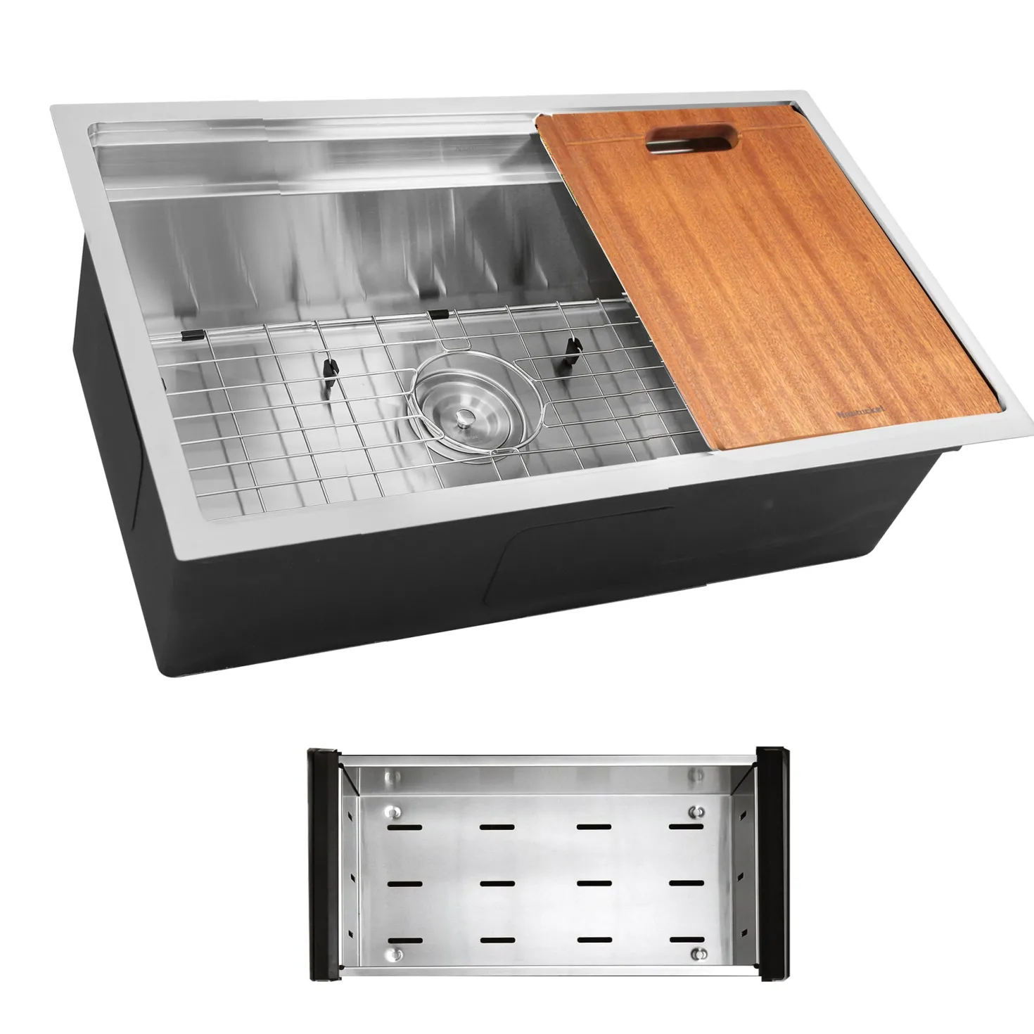 Nantucket Sinks SR-PS2-2818-16 - 28" Pro Series Workstation Single Bowl Undermount Stainless Steel Kitchen Sink with Included Accessories