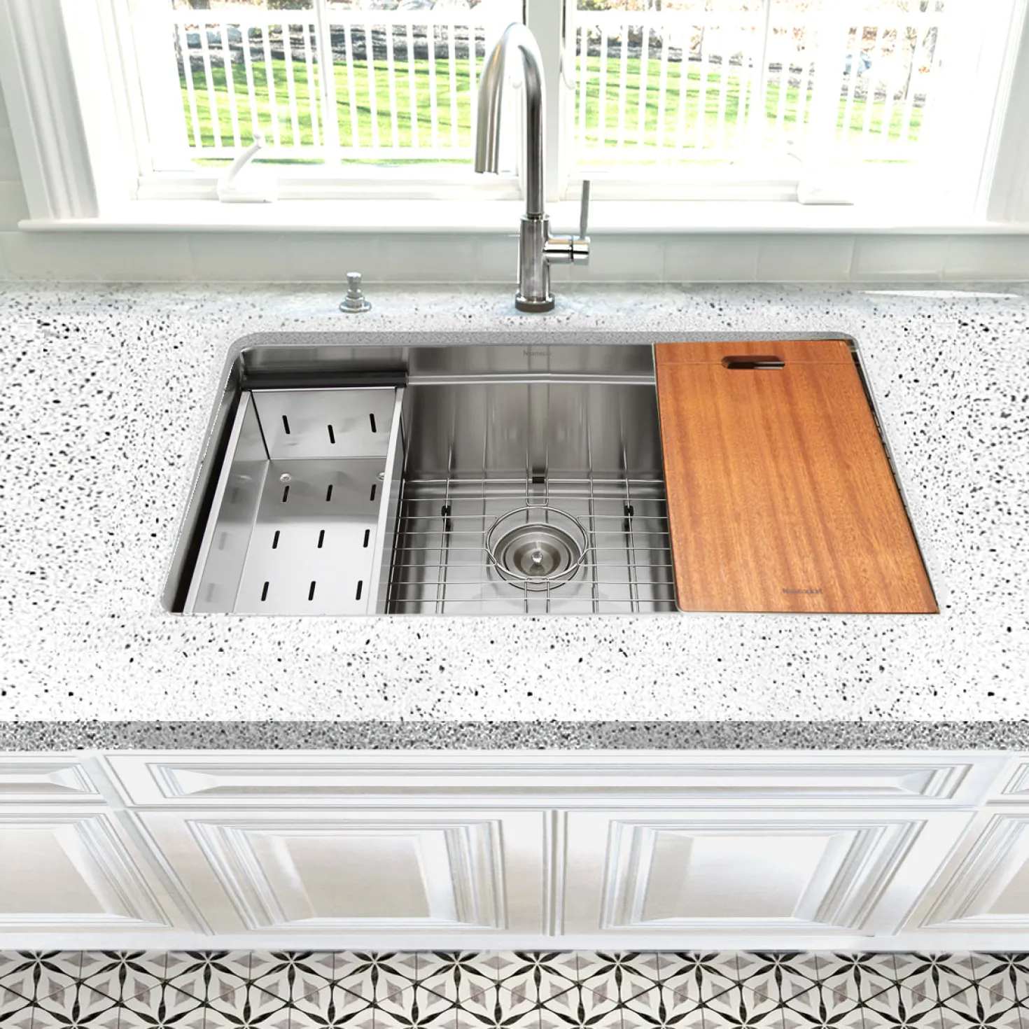 Nantucket Sinks SR-PS2-2818-16 - 28" Pro Series Workstation Single Bowl Undermount Stainless Steel Kitchen Sink with Included Accessories