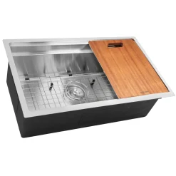 Nantucket Sinks SR-PS-3018-16 - 30" Pro Series Workstation Single Bowl Undermount Stainless Steel Kitchen Sink with Included Accessories