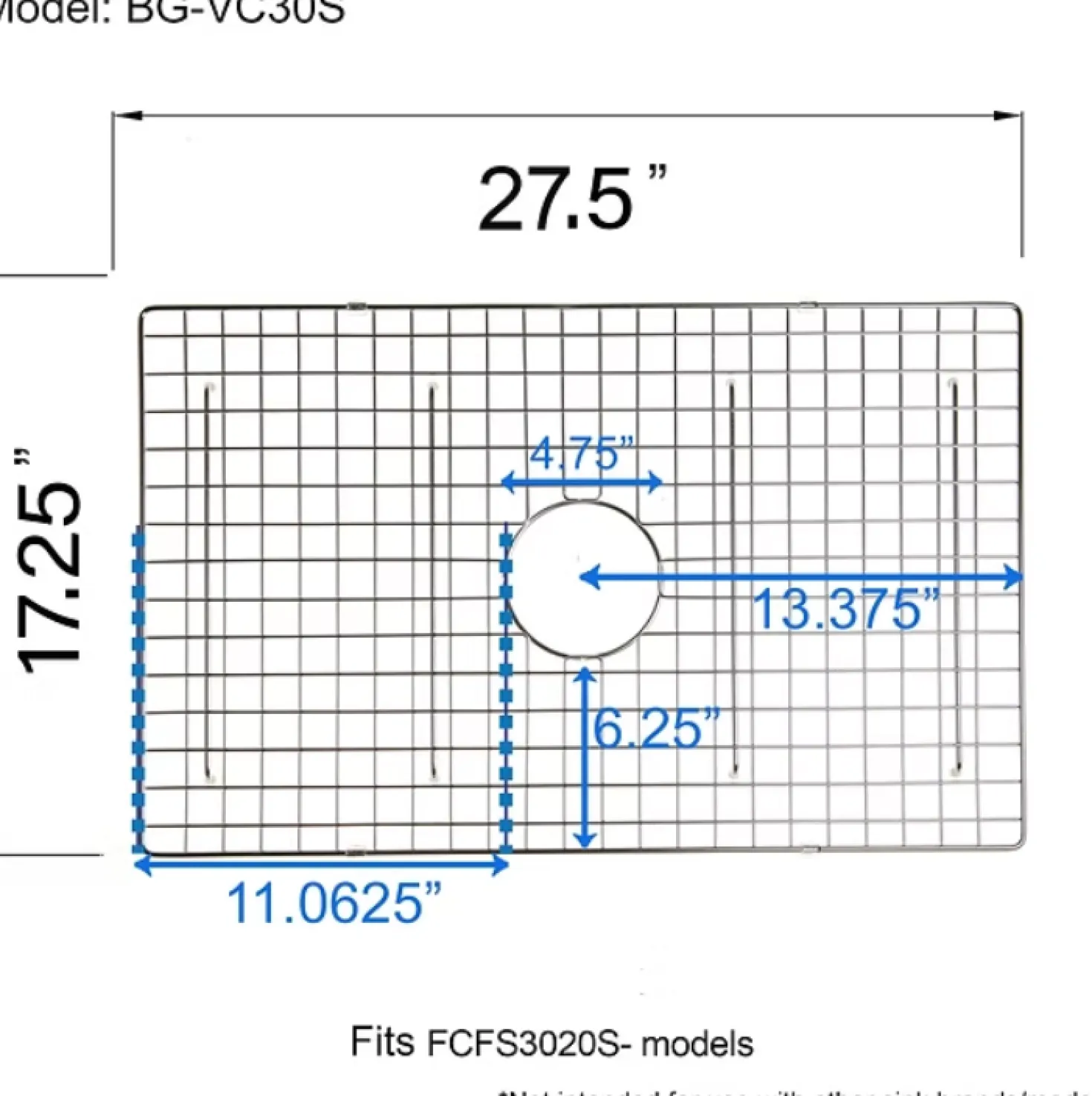 Nantucket Sinks Stainless Steel Bottom Grid BG-VC30S