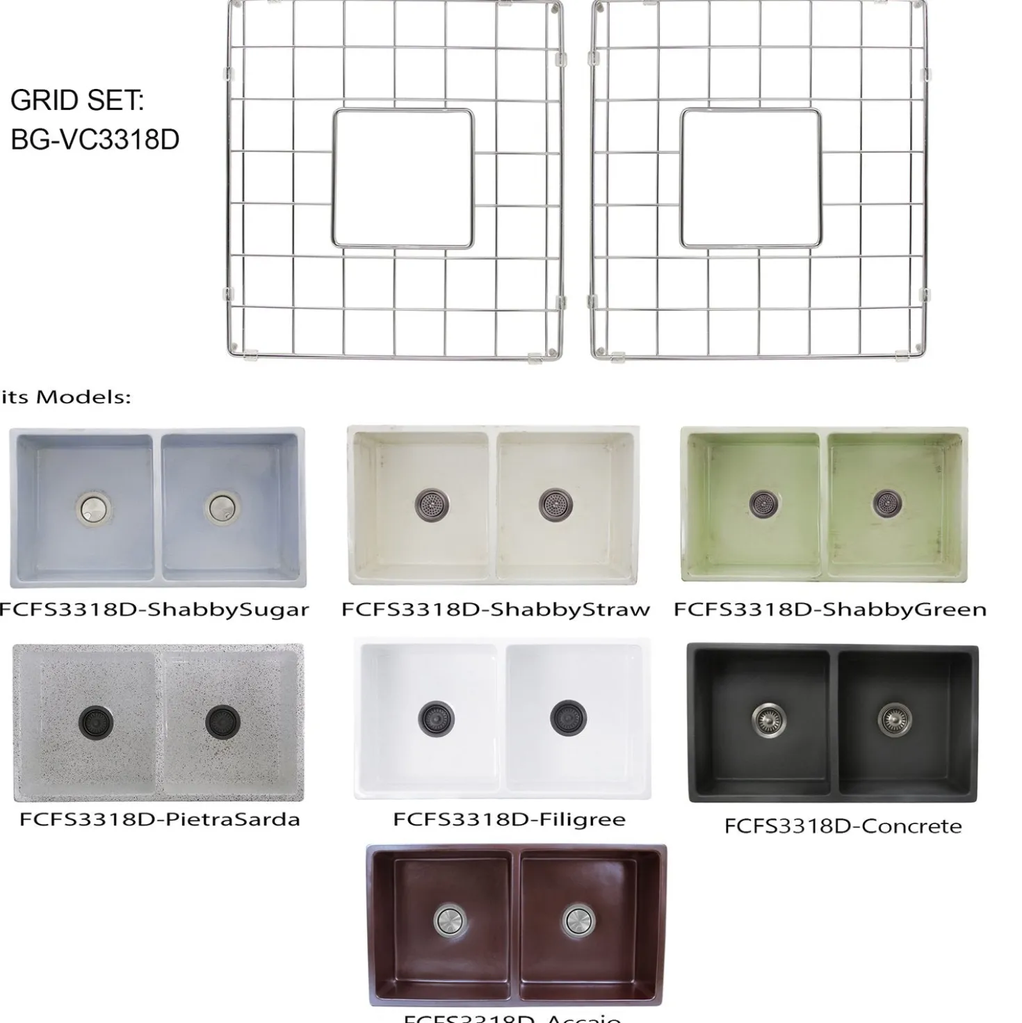 Nantucket Sinks Stainless Steel Bottom Grids Set BG-VC3318D