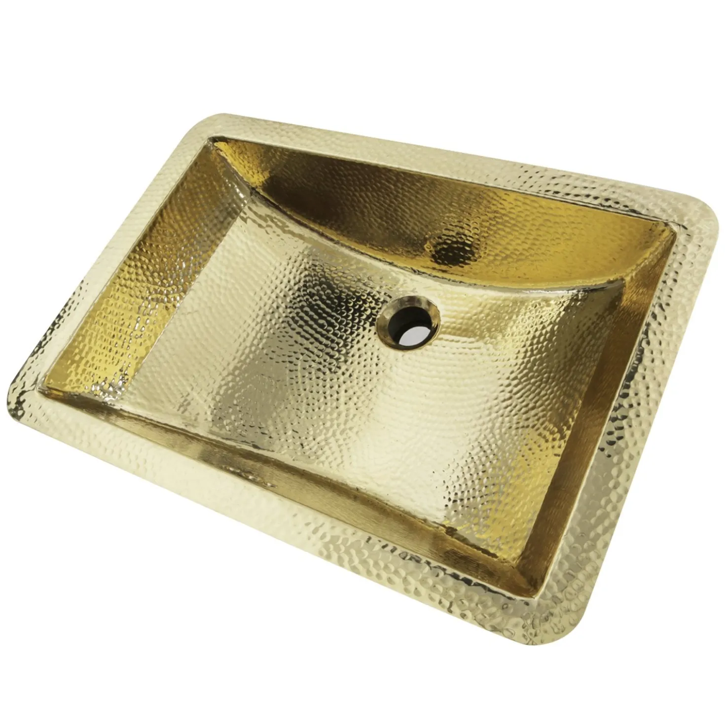 Nantucket Sinks TRB-1914-OF - 21-Inch Hand Hammered Brass Rectangle Undermount Bathroom Sink with Overflow