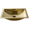 Nantucket Sinks TRB-OF - 19.8-Inch 12.8-Inch Hand Hammered Brass Rectangle Undermount Bathroom Sink with Overflow