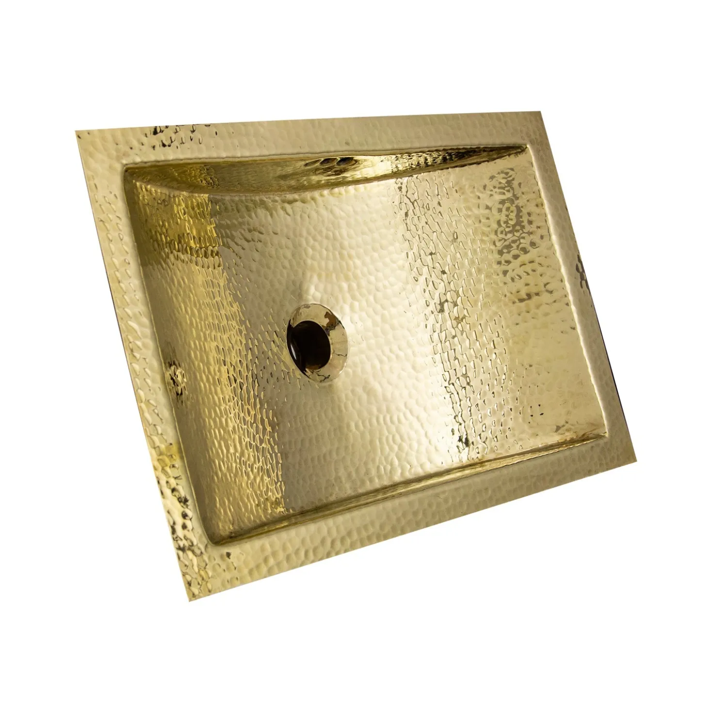 Nantucket Sinks TRB-OF - 19.8-Inch 12.8-Inch Hand Hammered Brass Rectangle Undermount Bathroom Sink with Overflow