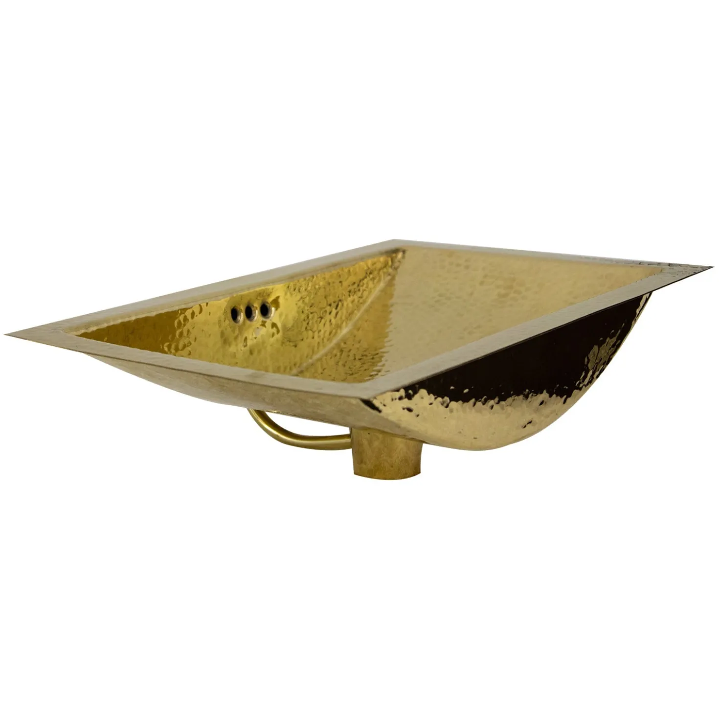 Nantucket Sinks TRB-OF - 19.8-Inch 12.8-Inch Hand Hammered Brass Rectangle Undermount Bathroom Sink with Overflow