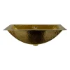 Nantucket Sinks TRB2416-OF - 23.5-Inch x 15.5-Inch Hand Hammered Brass Rectangle Undermount Bathroom Sink with Overflow
