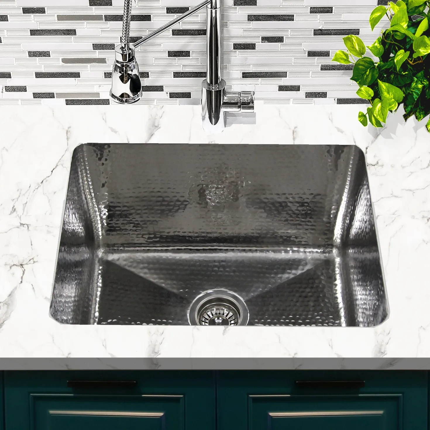 Nantucket Sinks 23" Undermount Hammered Stainless Steel 12" Deep Laundry Sink