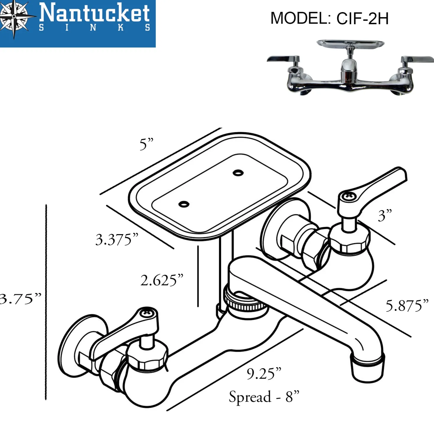 Nantucket Sinks Wall Mount Utility Faucet with Soap Dish