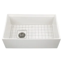 Nantucket Sinks 30" Workstation Fireclay Apron Sink in White