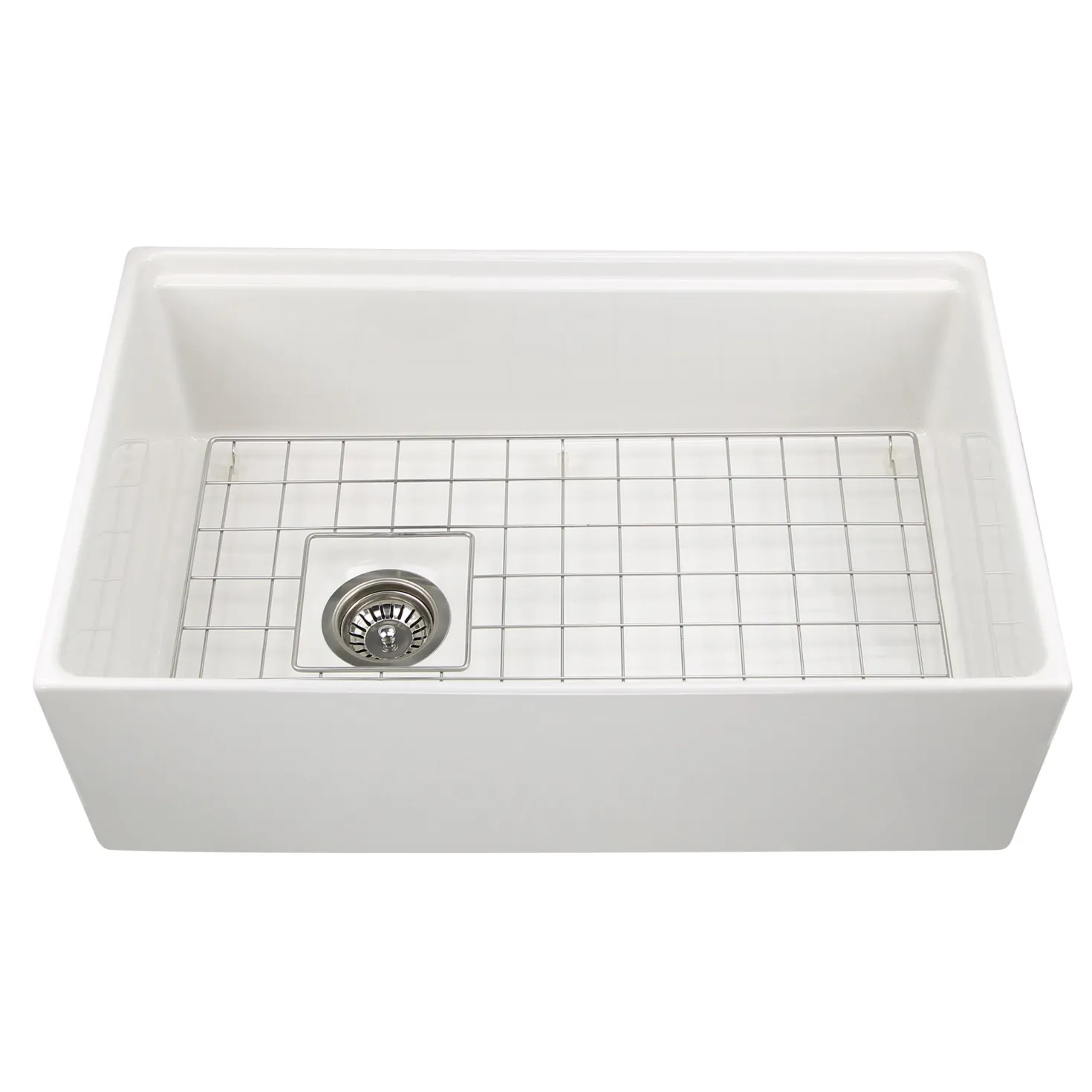 Nantucket Sinks 30" Workstation Fireclay Apron Sink in White