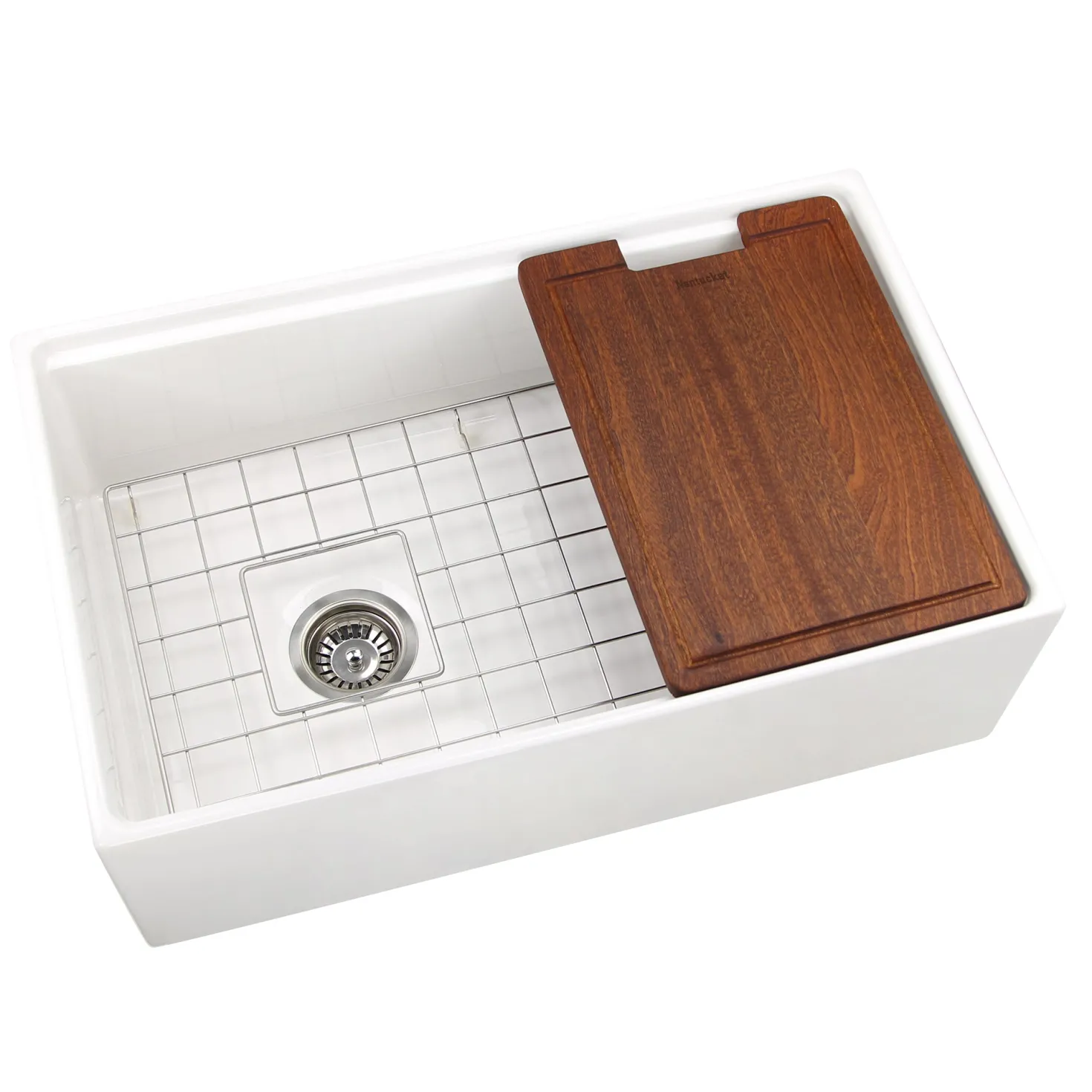 Nantucket Sinks 30" Workstation Fireclay Apron Sink in White