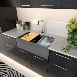 Nantucket Sinks 33" Workstation Granite Composite Apron Farmhouse Sink