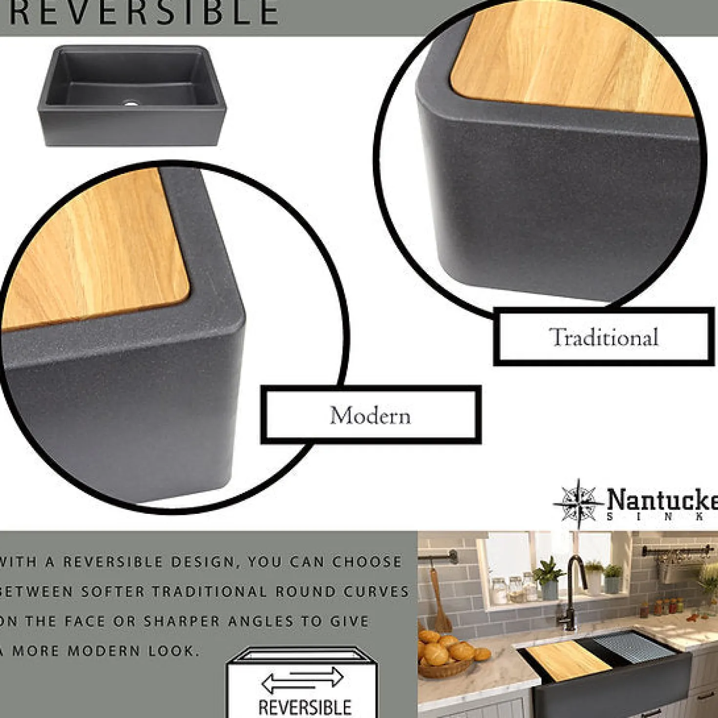 Nantucket Sinks 33" Workstation Granite Composite Apron Farmhouse Sink