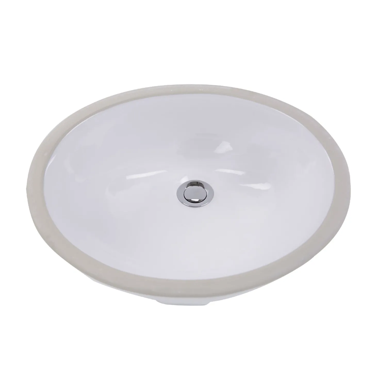 Nantucket Sinks 17 x 14 Glazed Bottom Undermount Oval Ceramic Sink in White