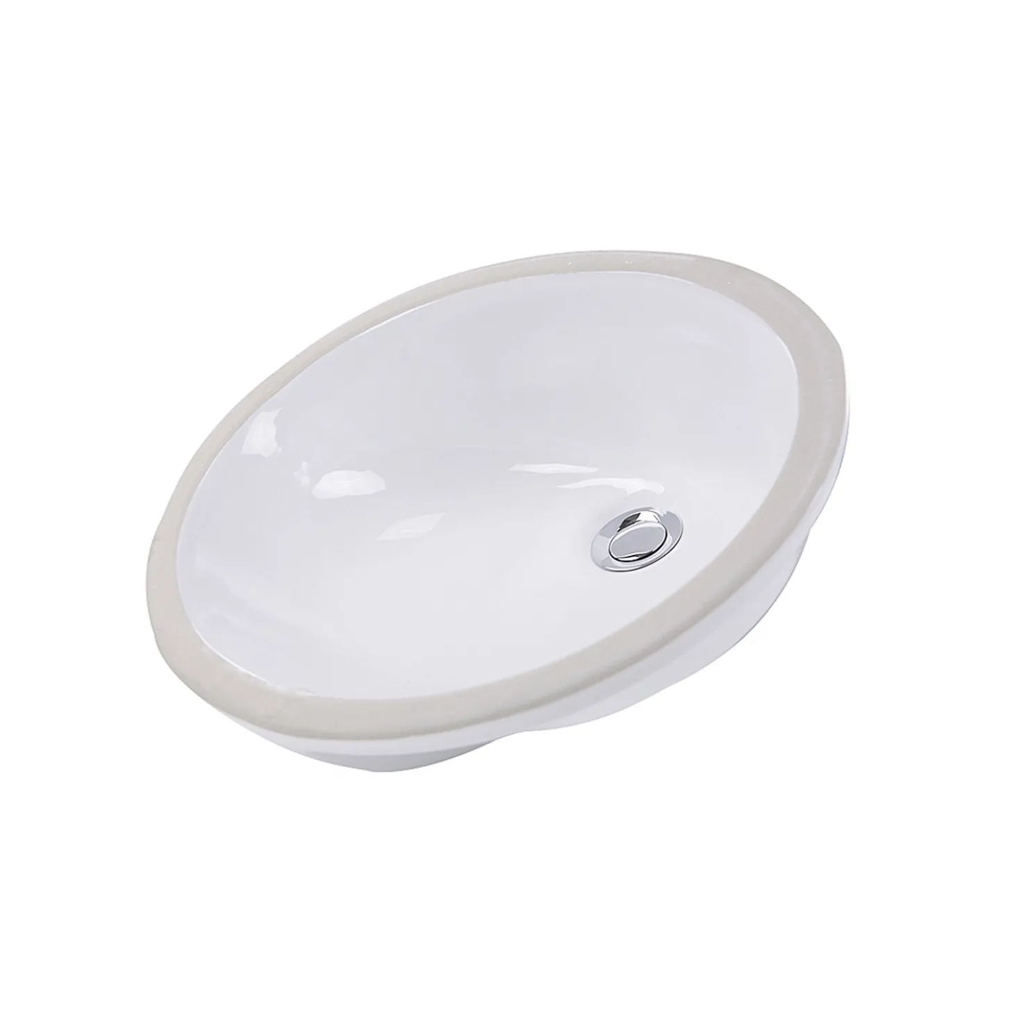 Nantucket Sinks 17 x 14 Glazed Bottom Undermount Oval Ceramic Sink in White